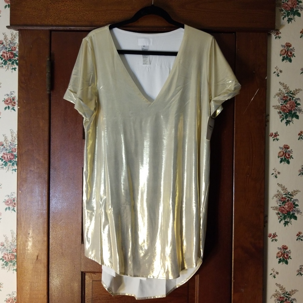 NWT Gold lamé t-shirt dress
